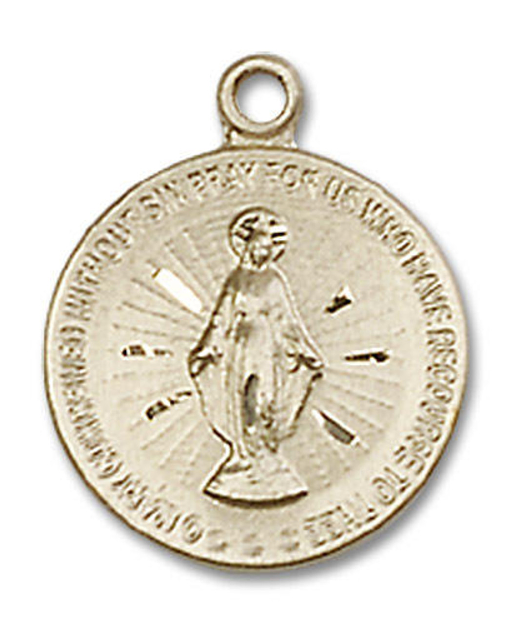Extra Large Miraculous Medal - 14kt Gold 1 3/8 x 1 1/4 Round