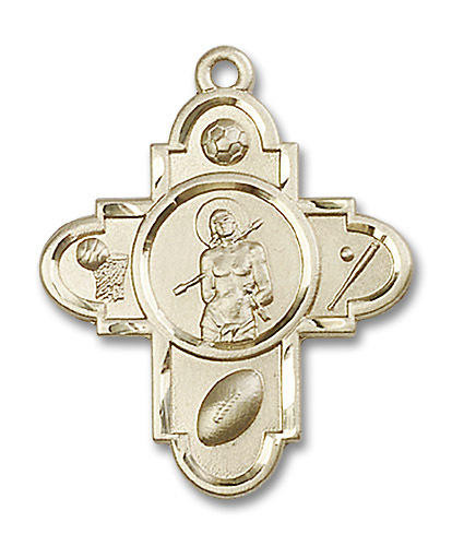 Large St. Sebastian Multi Sport 5-Way Medal - 14kt Gold 1 1/4" x 1 ...