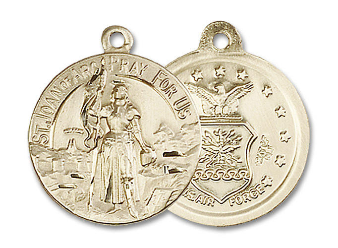 St. Joan of Arc Air Force Medal - 14kt Gold 7/8" x 3/4" Round Pendant ...