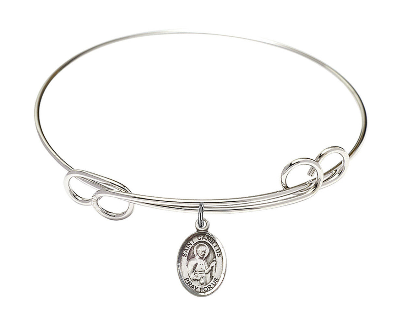 Camillus Of Lellis Charm On A 6 1/4 Inch Round Eye Hook Bangle Bracelet St Camillus Of Lellis Charm On A 6 1/4 Inch Round Eye Hook Bangle Bracelet St