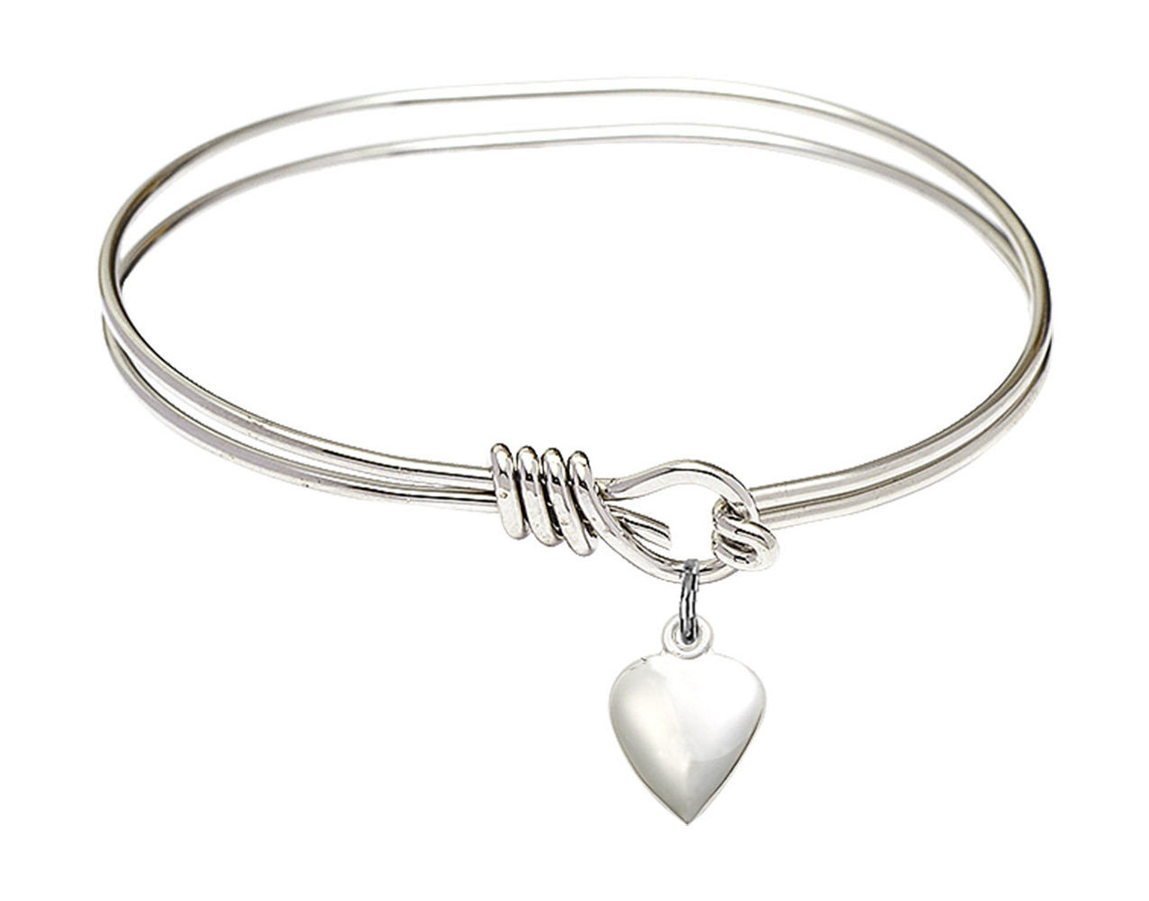 Holy Spirit Round Eye Hook Bangle Bracelet - Sterling Silver Charm - 6.25  Inch (9044SS)