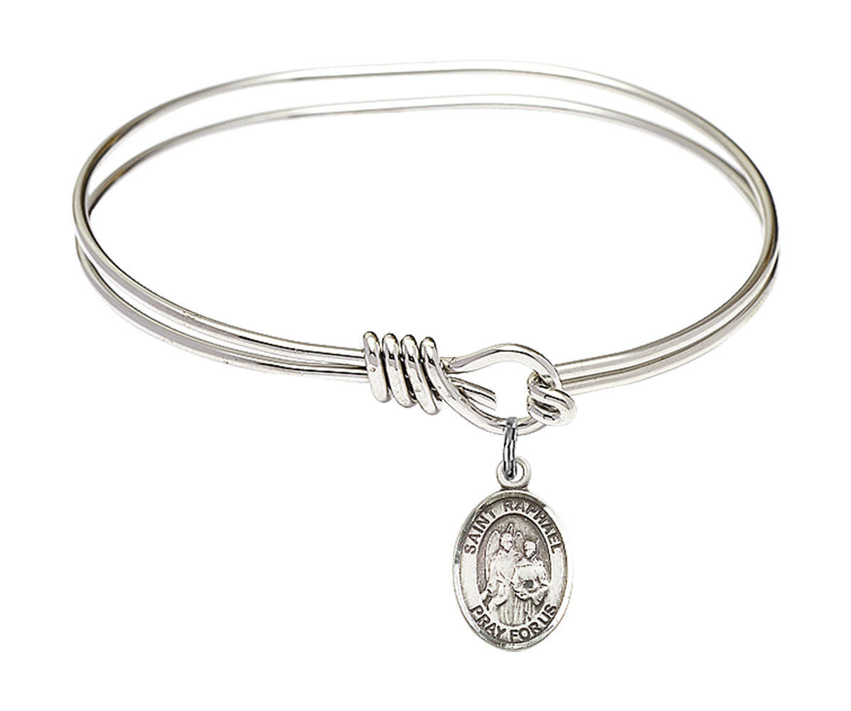 St Raphael The Archangel Eye Hook Bangle Bracelet Sterling Silver