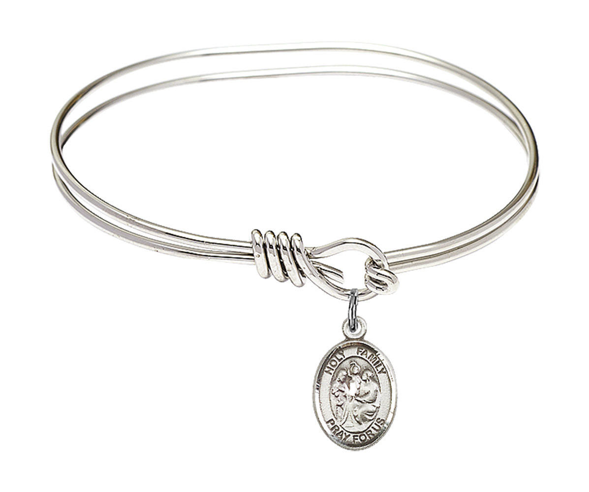 Holy Family Eye Hook Bangle Bracelet - Sterling Silver Charm (9218SS)