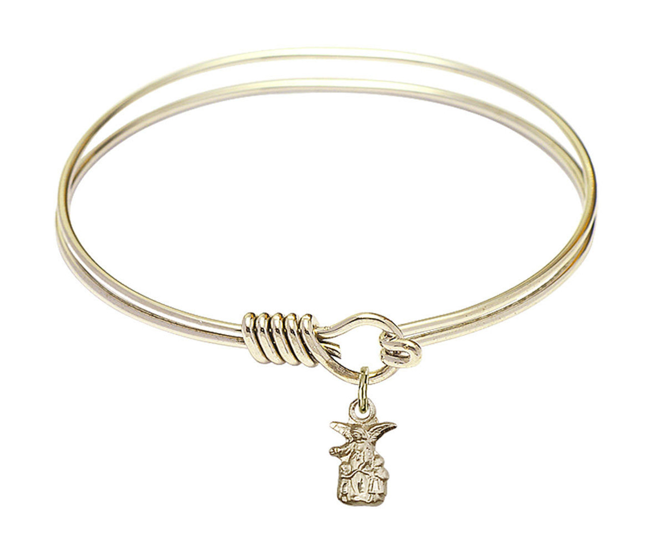 Littlest Angel Round Eye Hook Bangle Bracelet - Gold-Filled Charm - 6.25  Inch (4254GF)