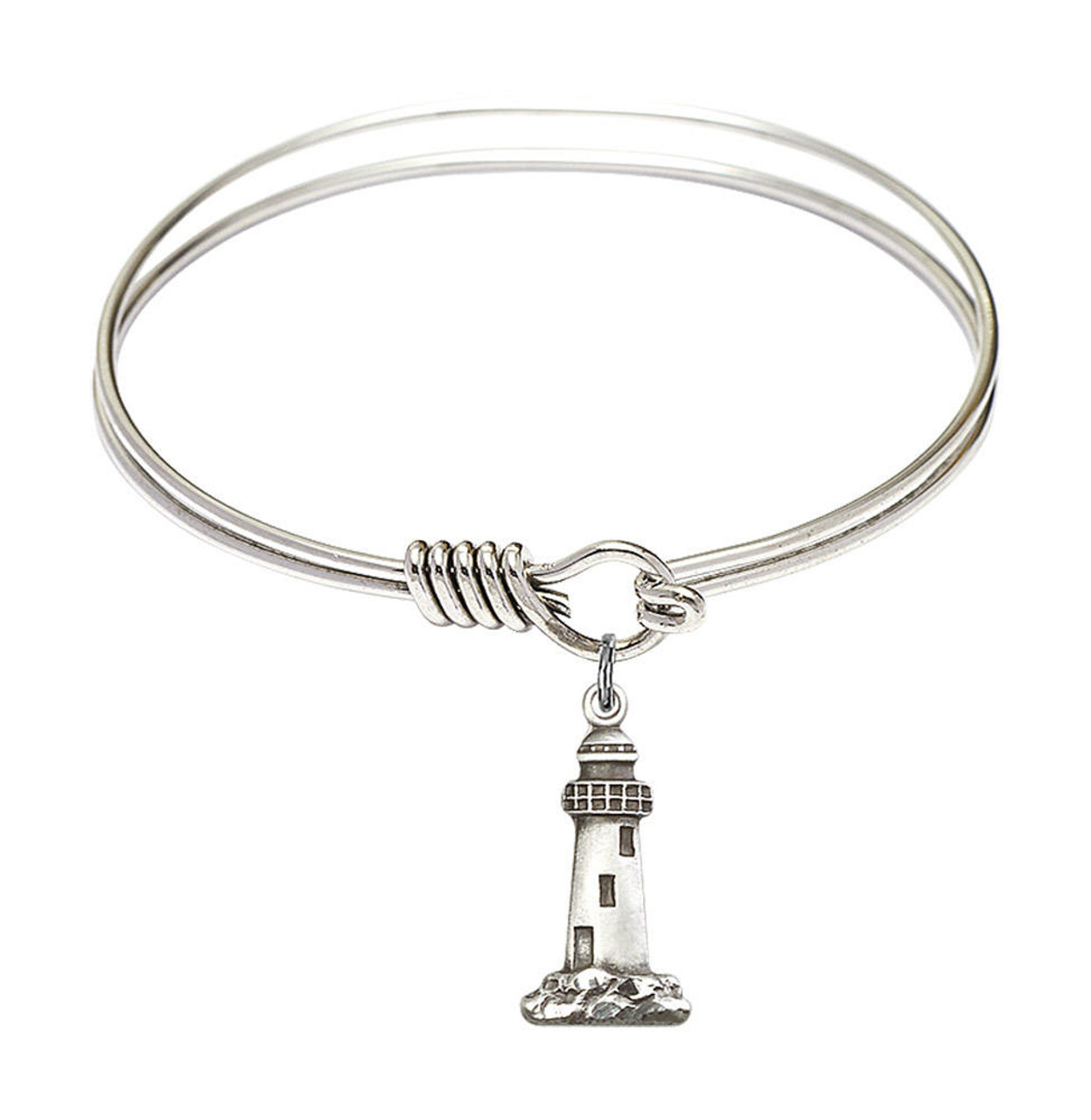 Lighthouse Eye Hook Bangle Bracelet - Sterling Silver Charm - 6.25 inch (B4204RH-5922SS)