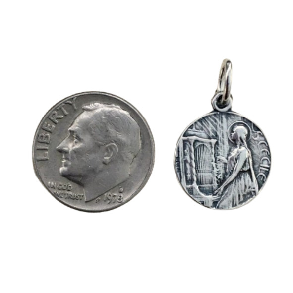 St. Cecilia Medal - Sterling Silver 1/2