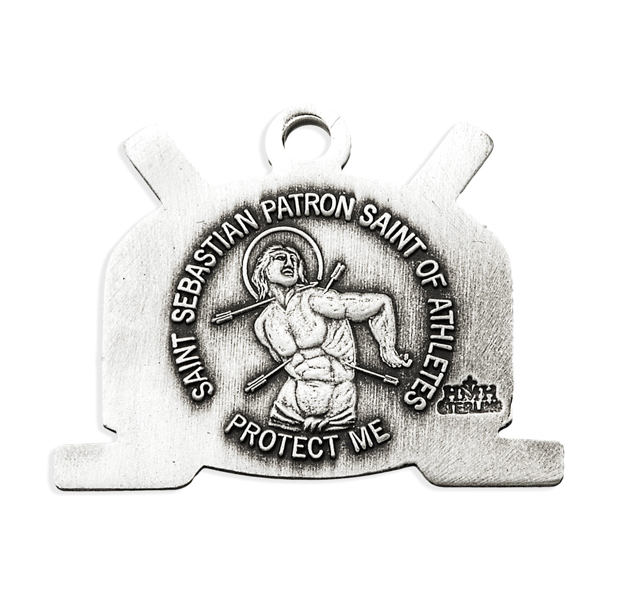 St. Sebastian Hockey Puck & Sticks Necklace - Sterling Silver Pendant