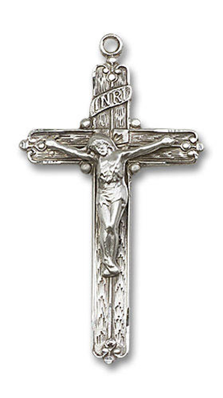 Real Solid 925 Sterling Silver Jesus Crucifix Cross Shiny Pendant Large  2.5