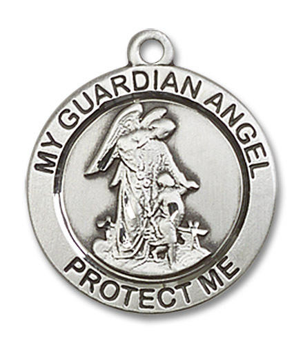 Guardian Angel Medal - Sterling Silver 3/4