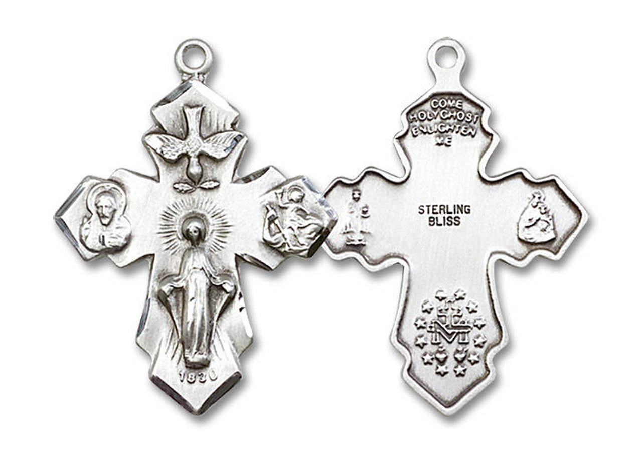 large 4 way miraculous mary medal sterling silver 1 14 x 78 pendant 0048ss 0048ss 99709.1634370259