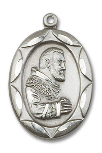 Large Embellished St. Padre Pio Medal - Sterling Silver 1" x 5/8" Oval ...