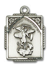 St Michael Medal - Sterling Silver 3/4 x 1/2 Rectangular Pendant 0804RSS St Michael Medal - Sterling Silver 3/4 x 1/2 Rectangular Pendant 0804RSS