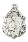 Embellished St Jude Medal - Sterling Silver 3/4 x 1/2 Pendant 0822JSS