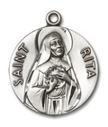 Large St Rita Medal - Sterling Silver 1 x 7/8 Round Pendant 0870SS