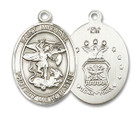 St Michael Medal Air Force Sterling Silver 3/4 x 1/2 Oval Pendant 1172SS1