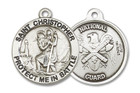 Large St Christopher National Guard Medal - Sterling Silver 1 x 7/8 Round Pendant 1174SS5 Large St Christopher National Guard Medal - Sterling Silver 1 x 7/8 Round Pendant 1174SS5