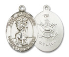 St Christopher Army Medal - Sterling Silver Oval Pendant 2 Sizes St Christopher Army Medal - Sterling Silver Oval Pendant 2 Sizes