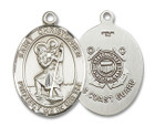 St Christopher Coast Guard Medal - Sterling Silver Oval Pendant 2 Sizes St Christopher Coast Guard Medal - Sterling Silver Oval Pendant 2 Sizes