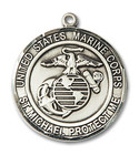 St Michael Marines Medal - Sterling Silver Round Pendant 2 Sizes St Michael Marines Medal - Sterling Silver Round Pendant 2 Sizes