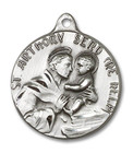 St Anthony Send Me Help Medal - Sterling Silver 7/8 x 3/4 Round Pendant 1602SS