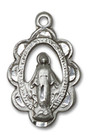 Cut Out Embellished Miraculous Medal - Sterling Silver 5/8 x 3/8 Pendant 1610SS Cut Out Embellished Miraculous Medal - Sterling Silver 5/8 x 3/8 Pendant 1610SS