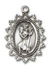 Filligree St Christopher Medal - Sterling Silver 1 x 3/4 Pendant 1619CSS Filligree St Christopher Medal - Sterling Silver 1 x 3/4 Pendant 1619CSS