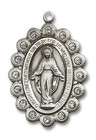 Crystal Bead Encrusted Miraculous Medal - Sterling Silver Oval Pendant 2 Sizes Crystal Bead Encrusted Miraculous Medal - Sterling Silver Oval Pendant 2 Sizes