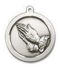 Praying Hand Medal - Sterling Silver 1 5/8" x 1 3/8" Pendant (2031SS) Praying Hand Medal - Sterling Silver 1 5/8" x 1 3/8" Pendant (2031SS)