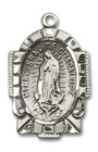 Embellished Large Our Lady of Guadalupe Medal - Sterling Silver 1 x 5/8 Pendant 2080SS Embellished Large Our Lady of Guadalupe Medal - Sterling Silver 1 x 5/8 Pendant 2080SS