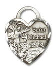 Heart Shaped St Michael Pendant - Sterling Silver 3/4 x 5/8 3203SS Heart Shaped St Michael Pendant - Sterling Silver 3/4 x 5/8 3203SS