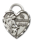 Large My Guardian Angel Heart Pendant - Sterling Silver 1 x 3/4 3302SS