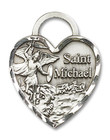 Large St Michael Heart Pendant - Sterling Silver 1 x 3/4 3303SS Large St Michael Heart Pendant - Sterling Silver 1 x 3/4 3303SS