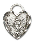 Heart Shaped Our Lady of Guadalupe Pendant - Sterling Silver 5/8 x 1/2 3408SS Heart Shaped Our Lady of Guadalupe Pendant - Sterling Silver 5/8 x 1/2 3408SS