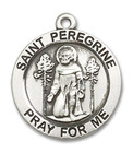 Large St Peregrine Medal - Sterling Silver 1 x 7/8 Round Pendant 4081SS Large St Peregrine Medal - Sterling Silver 1 x 7/8 Round Pendant 4081SS