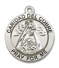 Caridad Del Cobre Medal - Sterling Silver 1 x 7/8 Round Pendant 4086SS Caridad Del Cobre Medal - Sterling Silver 1 x 7/8 Round Pendant 4086SS