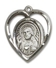 Cut Out Heart Shaped Scapular Pendant - Sterling Silver 5/8 x 1/2 4126SS Cut Out Heart Shaped Scapular Pendant - Sterling Silver 5/8 x 1/2 4126SS
