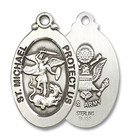 Large St Michael Army Medal - Sterling Silver 1 1/8 x 5/8 Oval Pendant 4145RSS2 Large St Michael Army Medal - Sterling Silver 1 1/8 x 5/8 Oval Pendant 4145RSS2