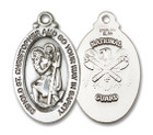 Large St Christopher National Guard Medal - Sterling Silver 1 1/8 x 5/8 Oval Pendant 4145SS5 Large St Christopher National Guard Medal - Sterling Silver 1 1/8 x 5/8 Oval Pendant 4145SS5