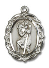 Embellished St Christopher Medal - Sterling Silver 7/8 x 5/8 Oval Pendant 4146CSS Embellished St Christopher Medal - Sterling Silver 7/8 x 5/8 Oval Pendant 4146CSS