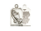 Praying Hands Serenity Prayer Medal showing front and back.