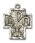 Alpha and Omega Cross Pendant - Sterling Silver 7/8 x 3/4 4226SS