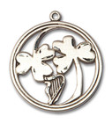 Cut Out Irish Shamrock and Harp Pendant - Sterling Silver 7/8 x 7/8 5104SS Cut Out Irish Shamrock and Harp Pendant - Sterling Silver 7/8 x 7/8 5104SS