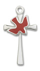 Red Inlay Holy Spirit Cross Pendant - Sterling Silver 7/8 x 1/2 5229RSS Red Inlay Holy Spirit Cross Pendant - Sterling Silver 7/8 x 1/2 5229RSS