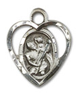 Cut Out Heart Shaped St Christopher Pendant Charm - Sterling Silver 5403SS Cut Out Heart Shaped St Christopher Pendant Charm - Sterling Silver 5403SS