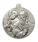 Extra Large Sts Peter and Paul Medal - Sterling Silver 1 5/8 x 1 1/2 Round Pendant 5660SS