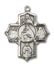 Large Our Lady of Mount Carmel Multi-Saint 5-Way Medal - Sterling Silver 1 1/4 x 1 Pendant 5702SS Large Our Lady of Mount Carmel Multi-Saint 5-Way Medal - Sterling Silver 1 1/4 x 1 Pendant 5702SS