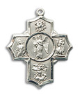 Extra Large St Gabriel Warrior 5-Way Medal - Sterling Silver 1 3/8 x 1 1/8 Pendant 5729SS Extra Large St Gabriel Warrior 5-Way Medal - Sterling Silver 1 3/8 x 1 1/8 Pendant 5729SS