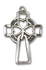 Large Shamrock Cross Pendant - Sterling Silver 1 x 5/8 5999SS Large Shamrock Cross Pendant - Sterling Silver 1 x 5/8 5999SS
