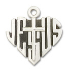 Heart of Jesus with Cross Pendant - Sterling Silver 7/8 x 7/8 6042SS