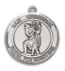 San Cristobal Medal - Sterling Silver Round Pendant 2 Sizes San Cristobal Medal - Sterling Silver Round Pendant 2 Sizes